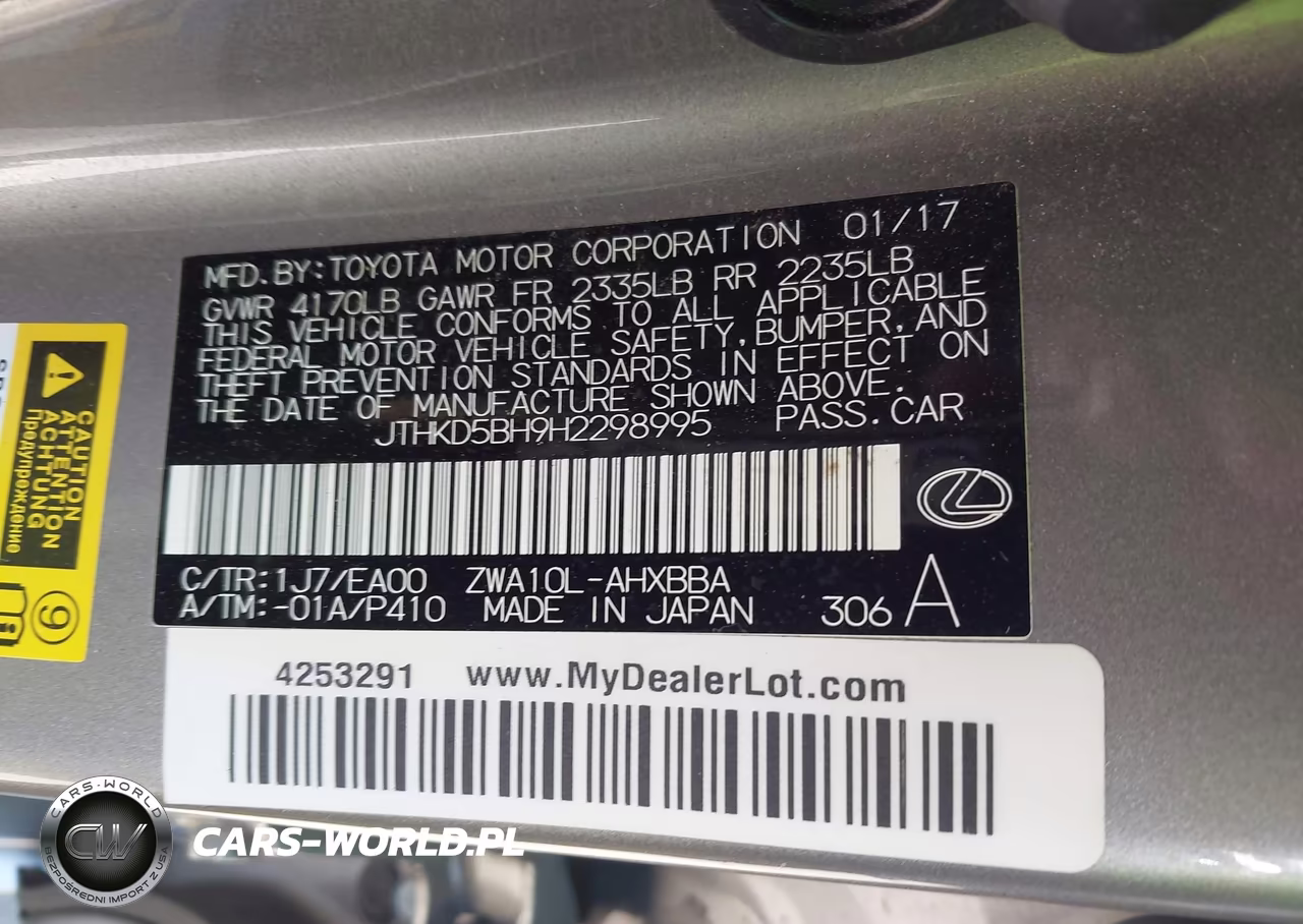 2017 Lexus Ct Ct 200H F Sport VIN:JTHKD5BH9H2298995 - 9