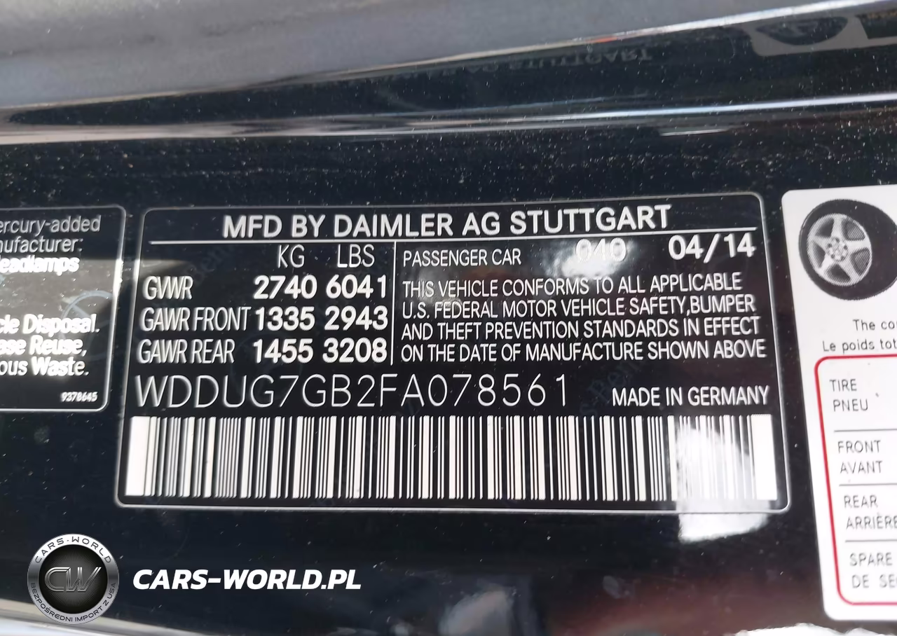 2015 Mercedes-Benz S 600 VIN:WDDUG7GB2FA078561 - 9