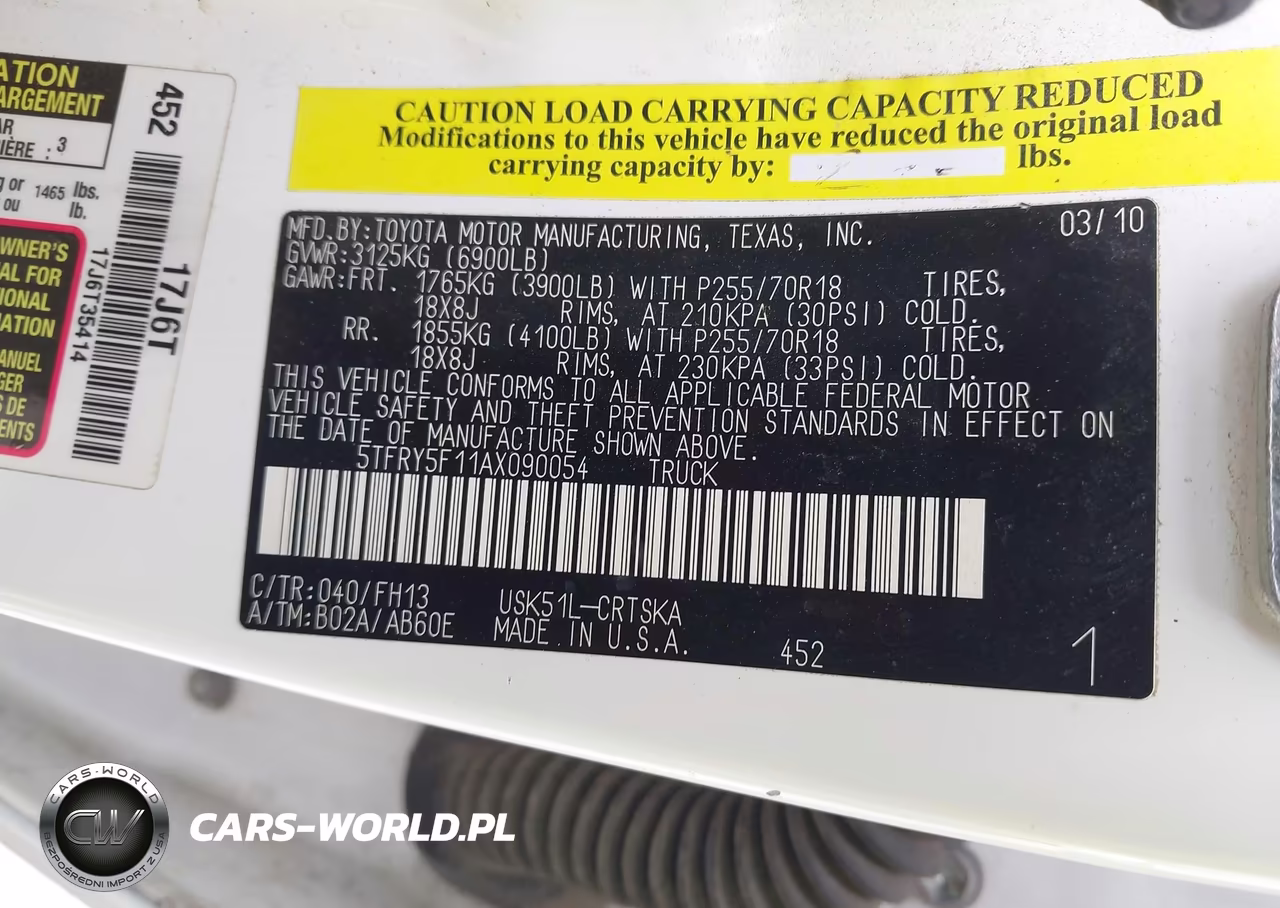 2010 Toyota Tundra Grade 5.7L V8 VIN:5TFRY5F11AX090054 - 9