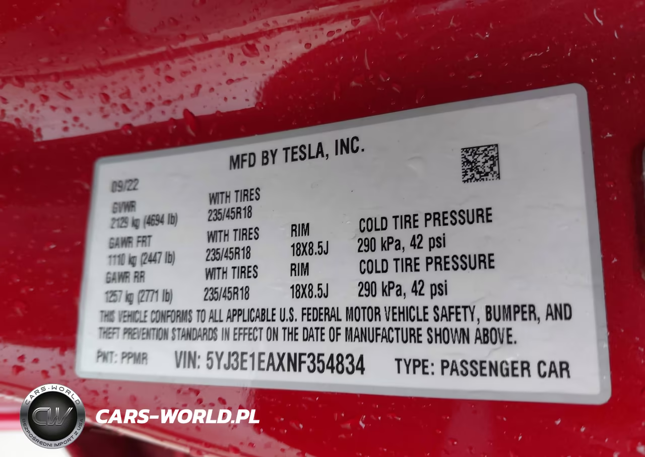 2022 Tesla Model 3 Rear-Wheel Drive VIN:5YJ3E1EAXNF354834 - 9