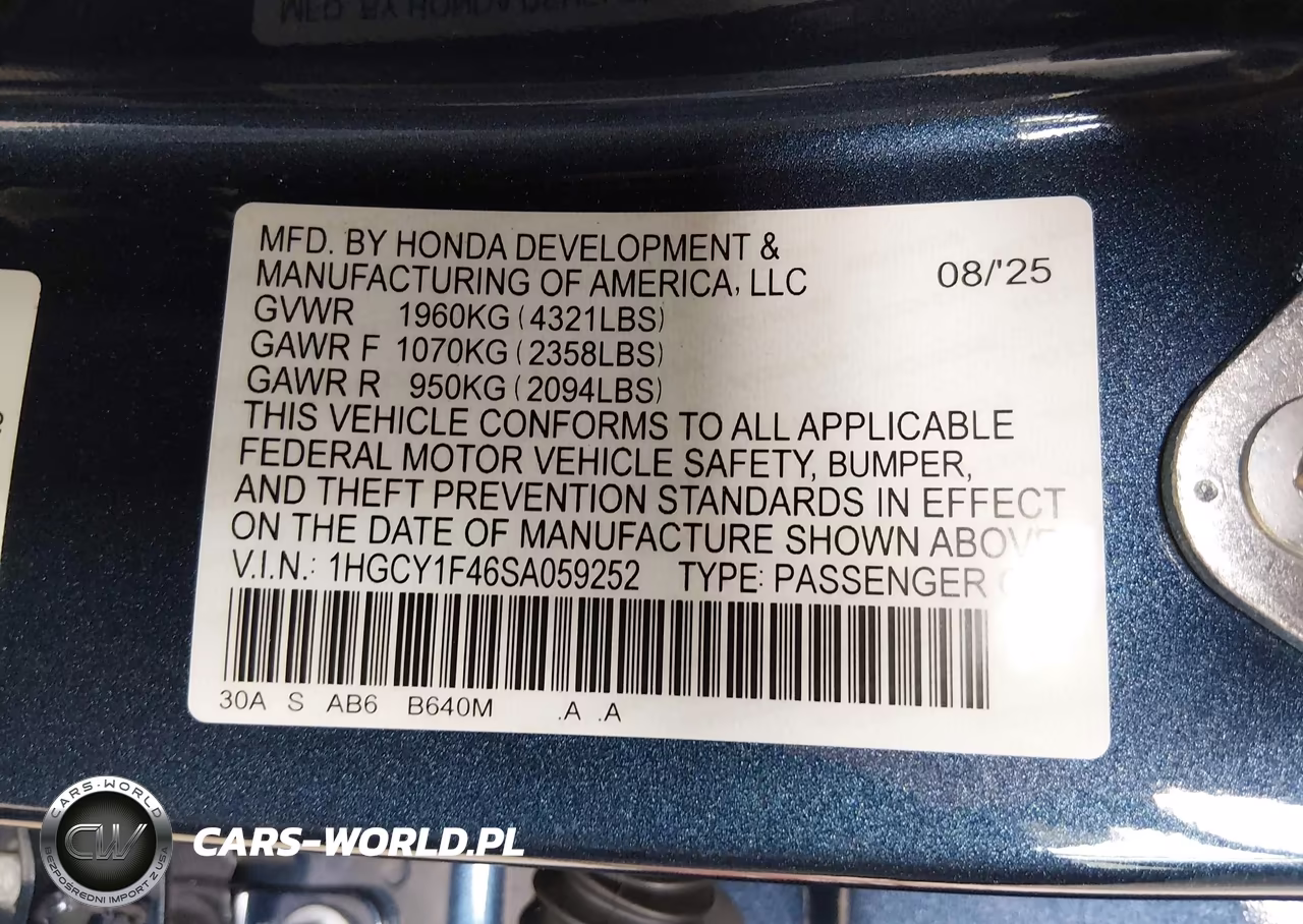 2025 Honda Accord Se VIN:1HGCY1F46SA059252 - 9