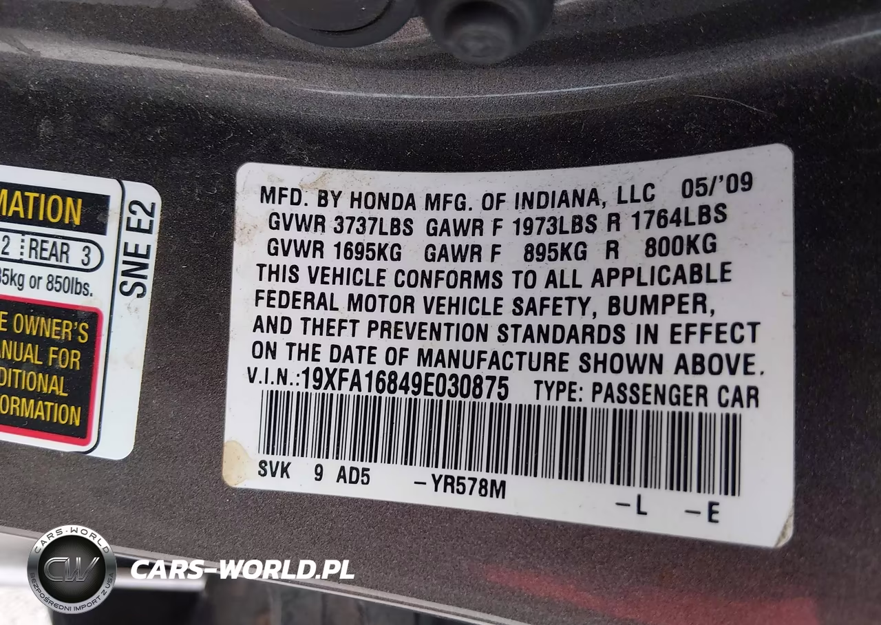 2009 Honda Civic Ex VIN:19XFA16849E030875 - 9