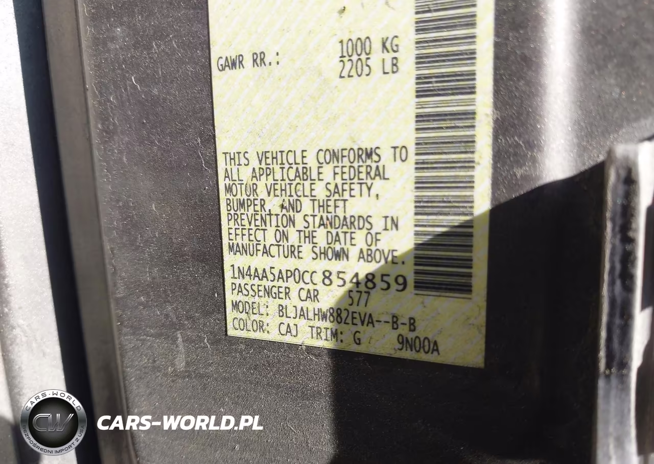 2012 Nissan Maxima 3.5 Sv VIN:1N4AA5AP0CC854859 - 9