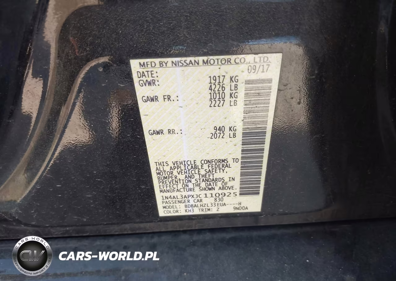 2018 Nissan Altima 2.5 Sr VIN:1N4AL3APXJC110925 - 9
