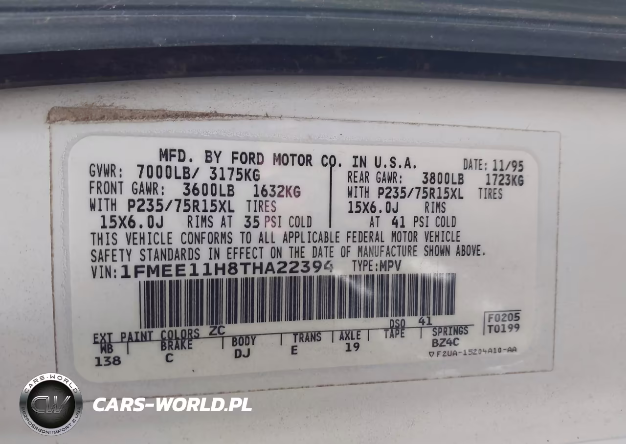1996 Ford Econoline E150 VIN:1FMEE11H8THA22394 - 9
