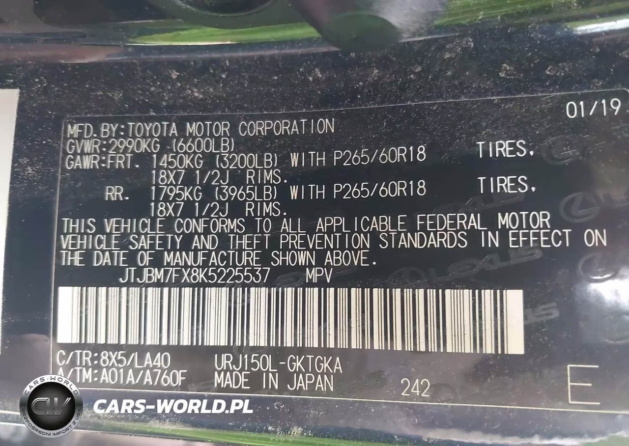 2019 Lexus Gx 460 Premium VIN:JTJBM7FX8K5225537 - 9