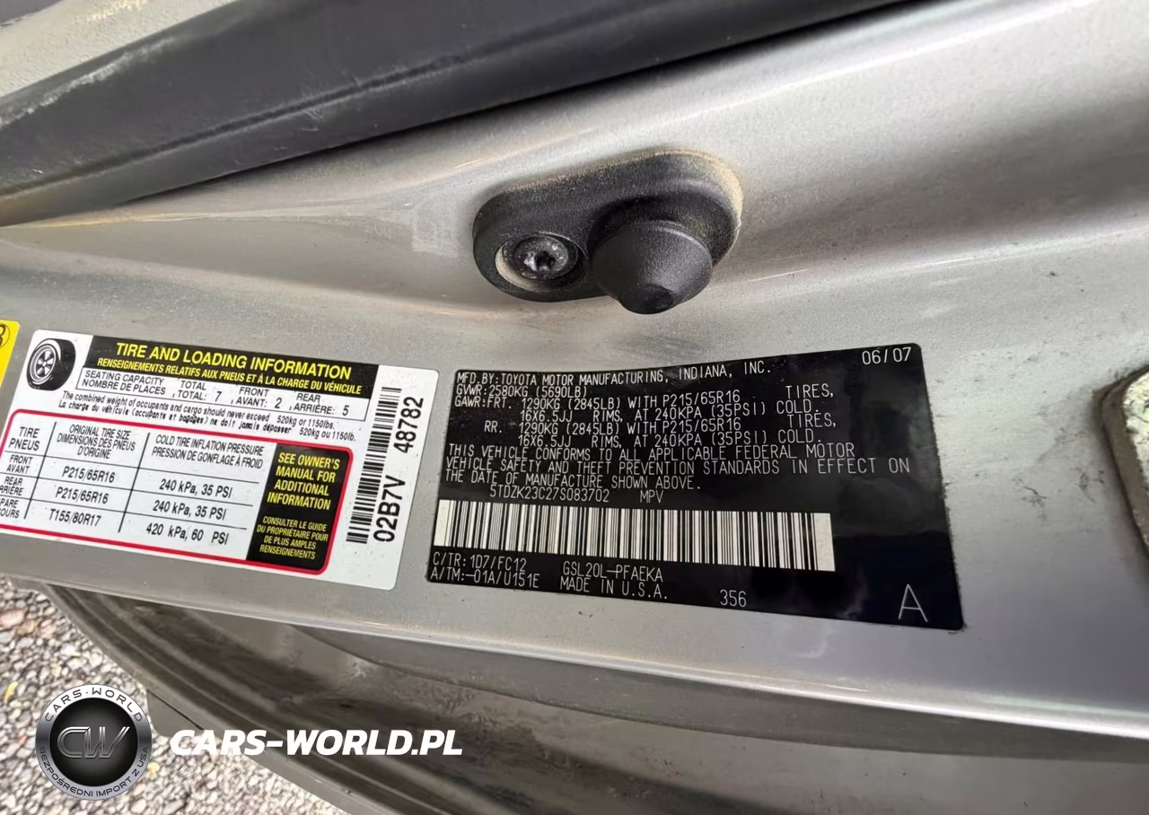 2007 Toyota Sienna Le VIN:5TDZK23C27S083702 - 9