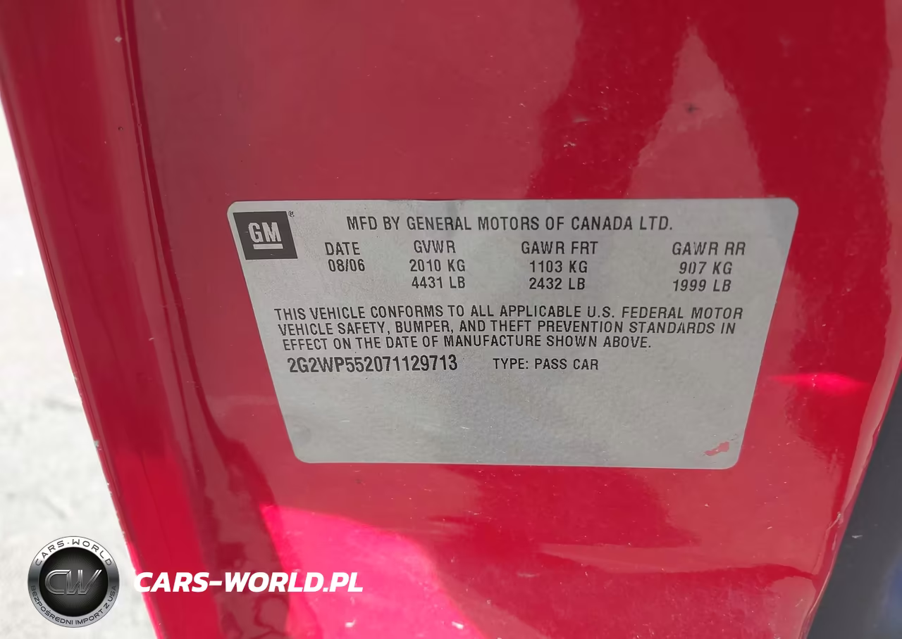 2007 Pontiac Grand Prix VIN:2G2WP552071129713 - 9
