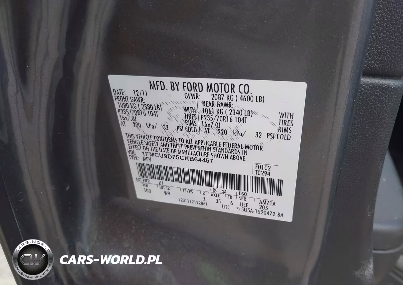 2012 Ford Escape Xlt VIN:1FMCU9D75CKB64457 - 9