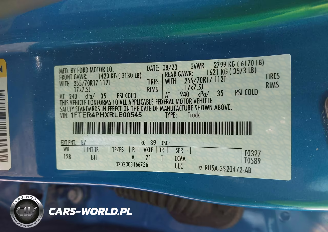 2024 Ford Ranger Xl VIN:1FTER4PHXRLE00545 - 9