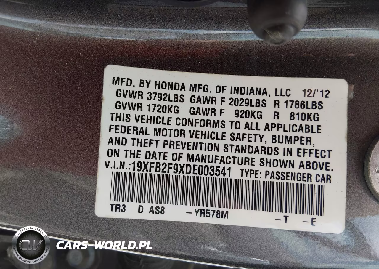 2013 Honda Civic Ex-L VIN:19XFB2F9XDE003541 - 9