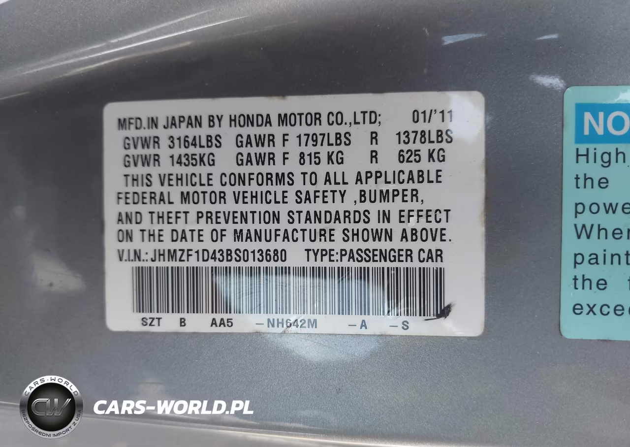 2011 Honda Cr-Z VIN:JHMZF1D43BS013680 - 9
