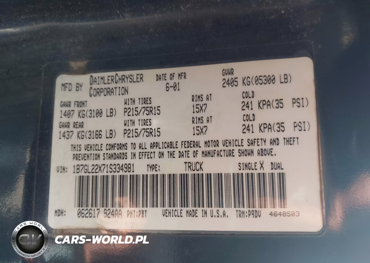 2001 Dodge Dakota Slt-Sport VIN:1B7GL22X71S334981 - 9