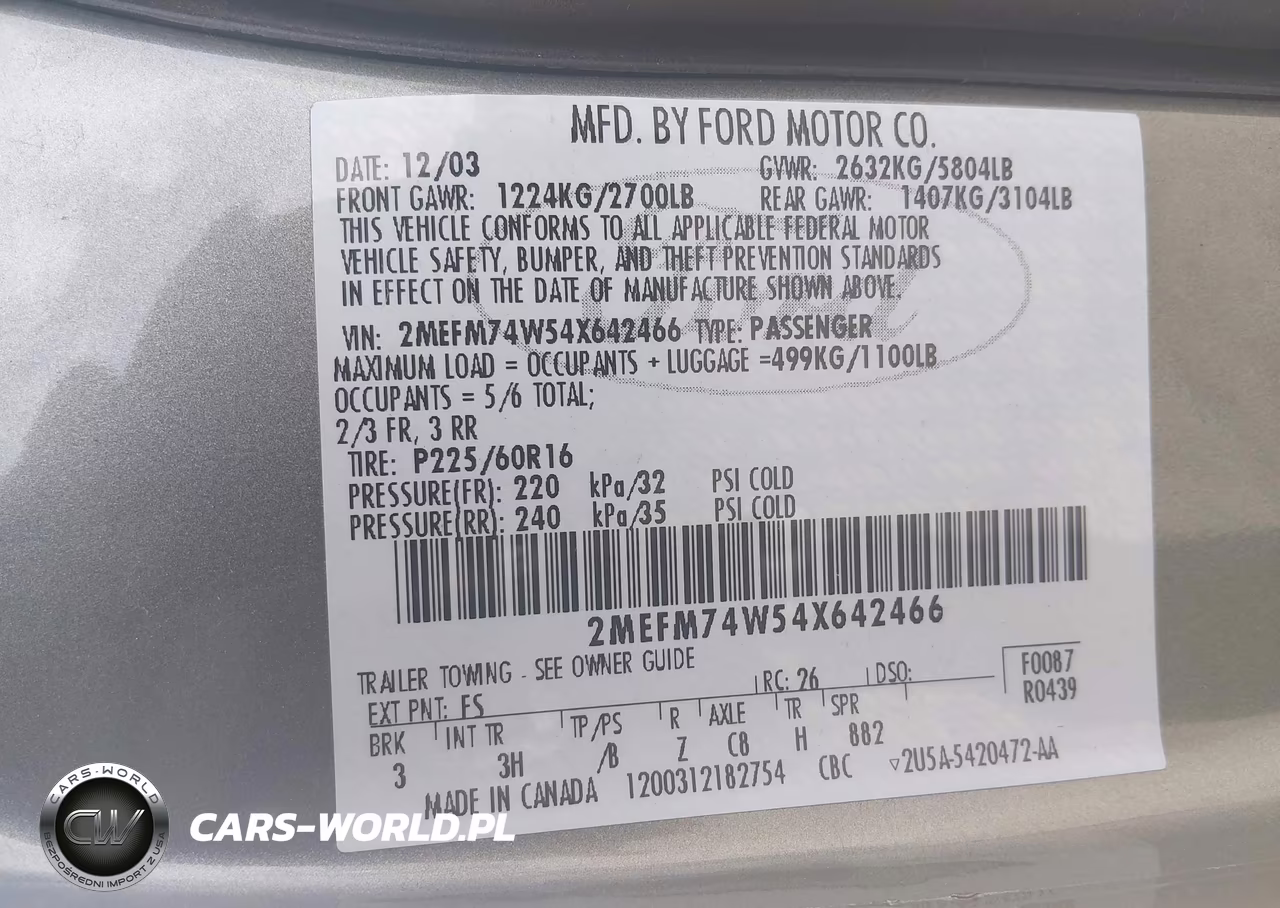 2004 Mercury Grand Marquis Gs VIN:2MEFM74W54X642466 - 9