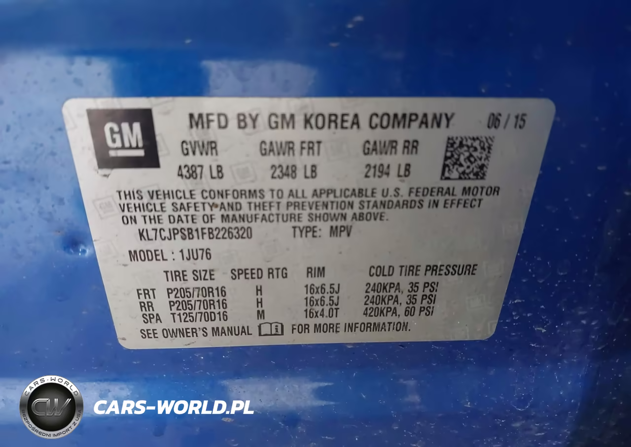 2015 Chevrolet Trax 1Ls VIN:KL7CJPSB1FB226320 - 9