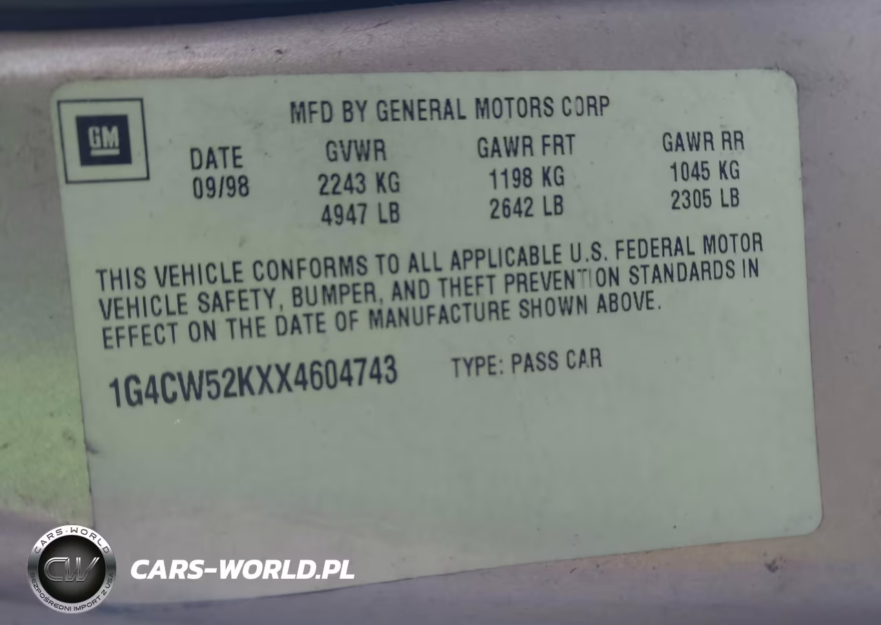 1999 Buick Park Avenue Base Cmi VIN:1G4CW52KXX4604743 - 9
