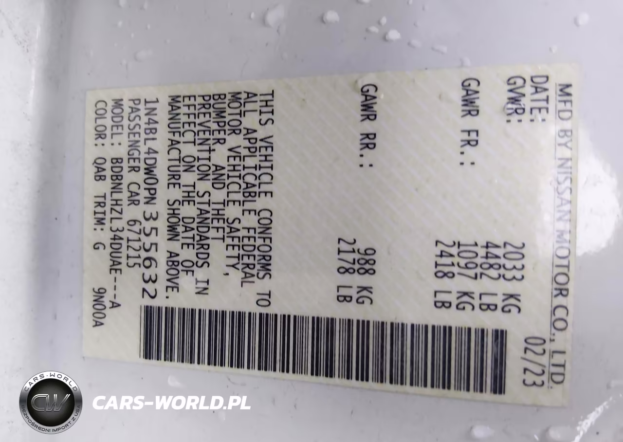 2023 Nissan Altima Sv Intelligent Awd VIN:1N4BL4DW0PN355632 - 9