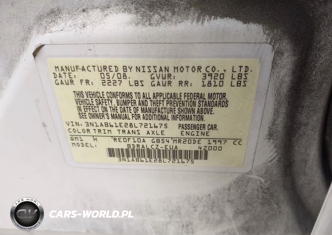 2008 Nissan Sentra 2.0 VIN:3N1AB61E28L721675 - 9