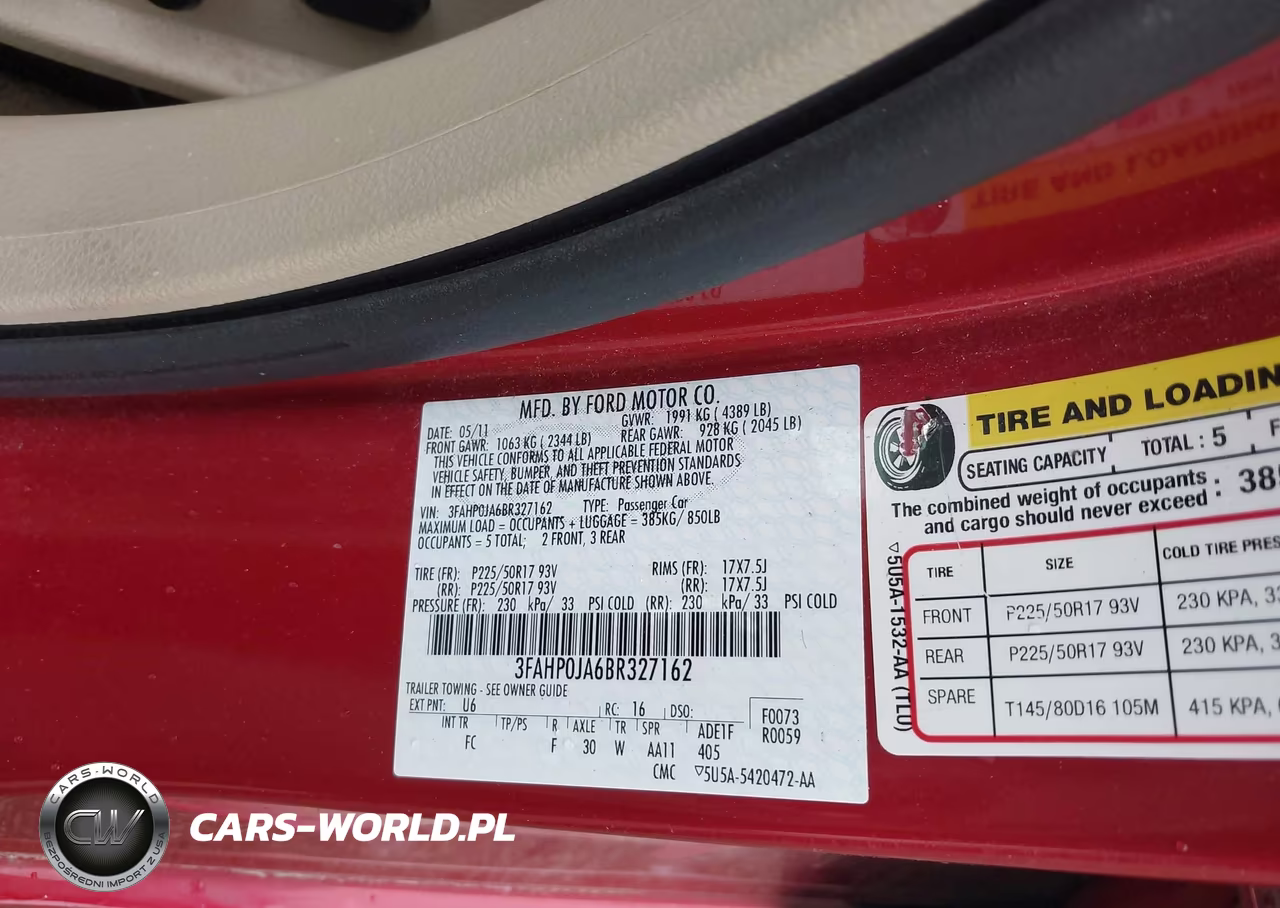 2011 Ford Fusion Sel VIN:3FAHP0JA6BR327162 - 9