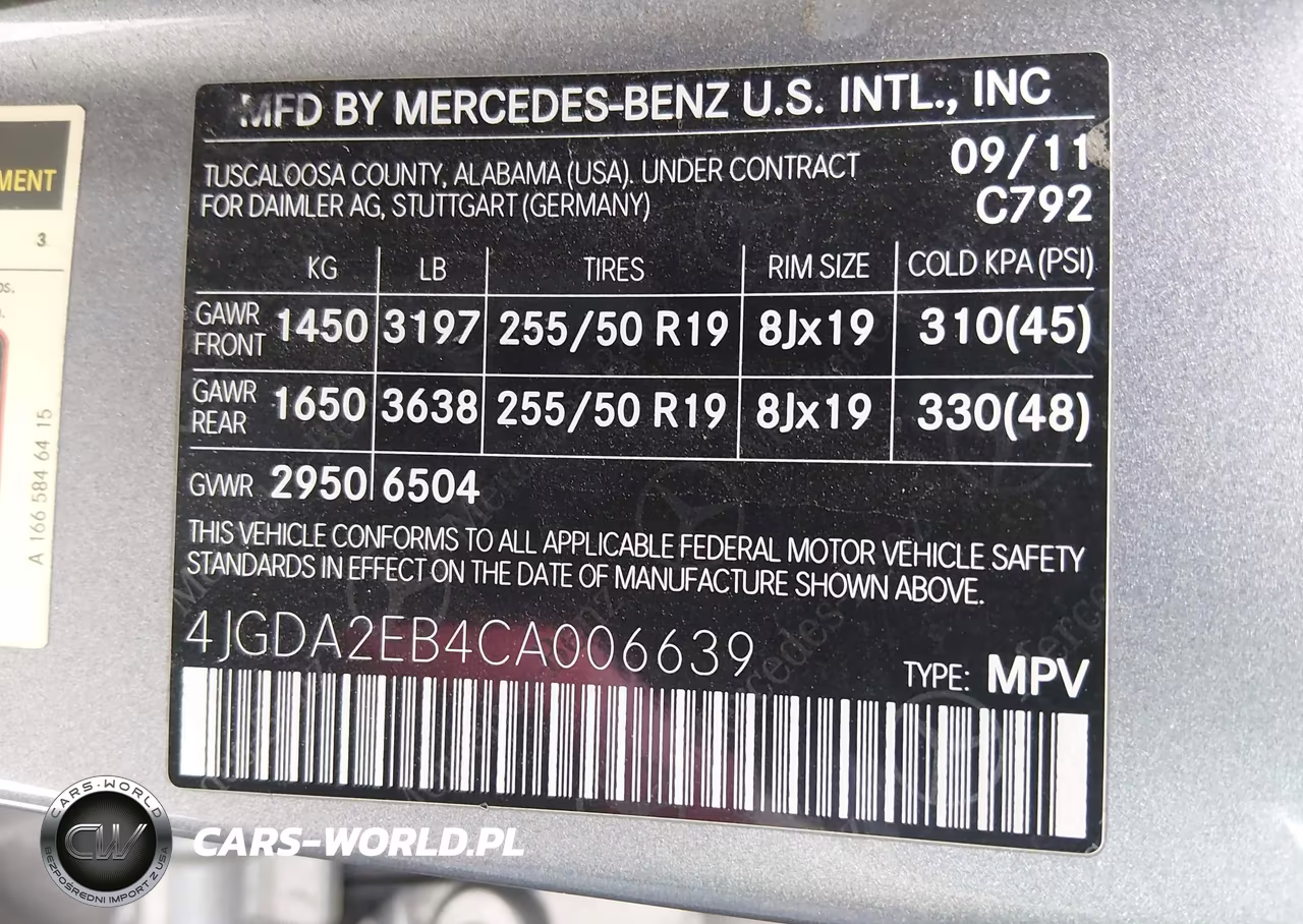 2012 Mercedes-Benz Ml 350 Bluetec 4Matic VIN:4JGDA2EB4CA006639 - 9