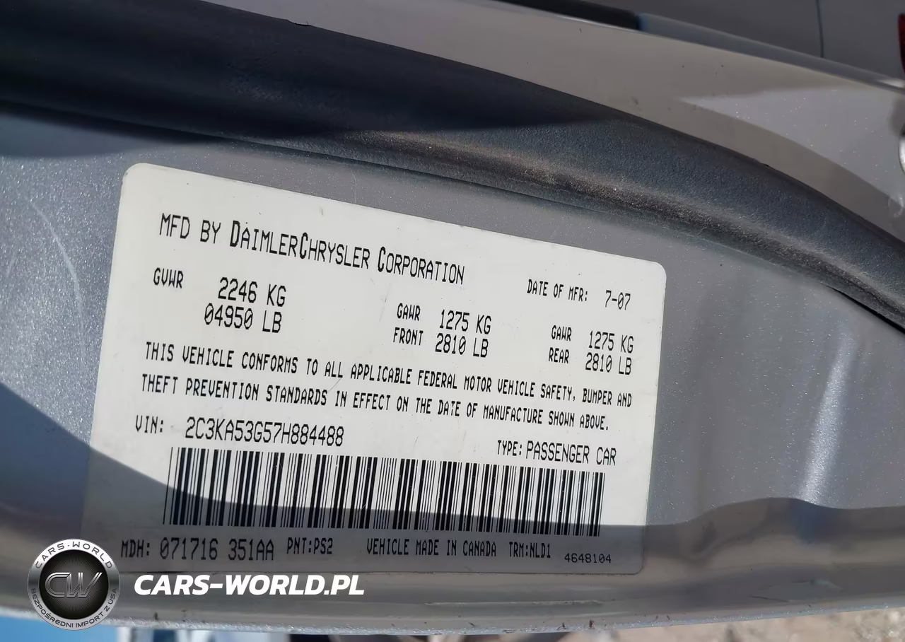 2007 Chrysler 300 Touring VIN:2C3KA53G57H884488 - 9