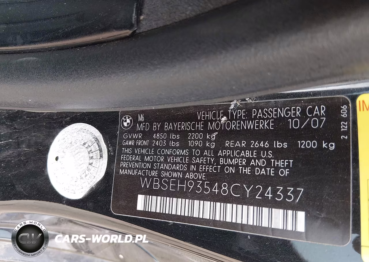 2008 BMW M6 VIN:WBSEH93548CY24337 - 9