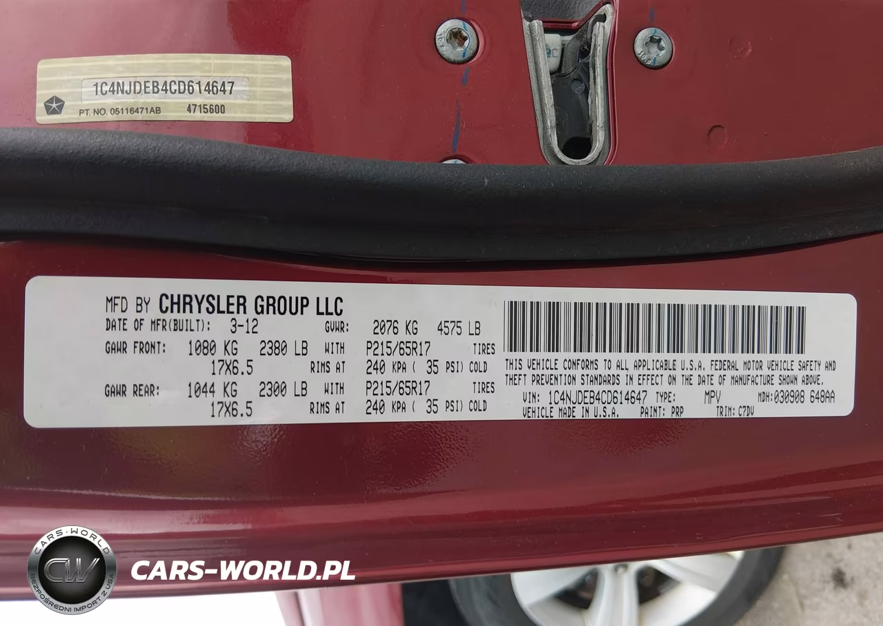 2012 Jeep Compass Latitude VIN:1C4NJDEB4CD614647 - 9