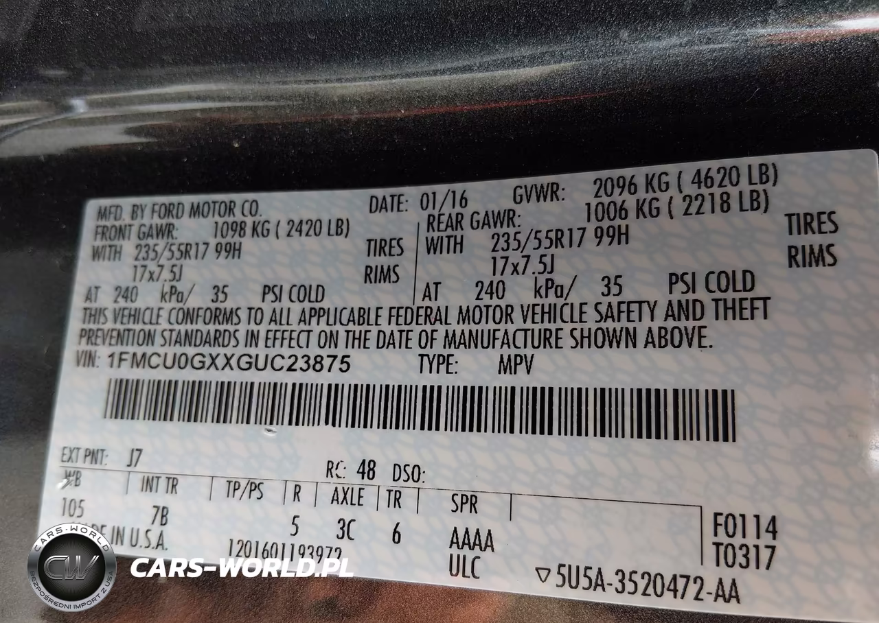 2016 Ford Escape Se VIN:1FMCU0GXXGUC23875 - 9