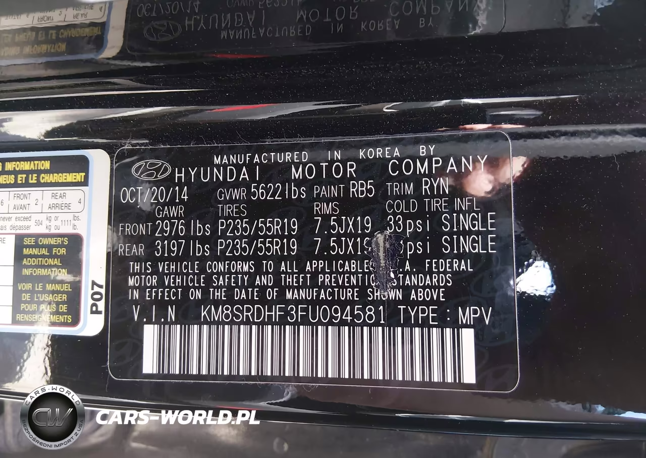2015 Hyundai Santa Fe Limited VIN:KM8SRDHF3FU094581 - 9