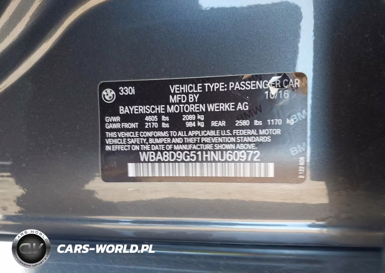 2017 BMW 330I xDrive VIN:WBA8D9G51HNU60972 - 9