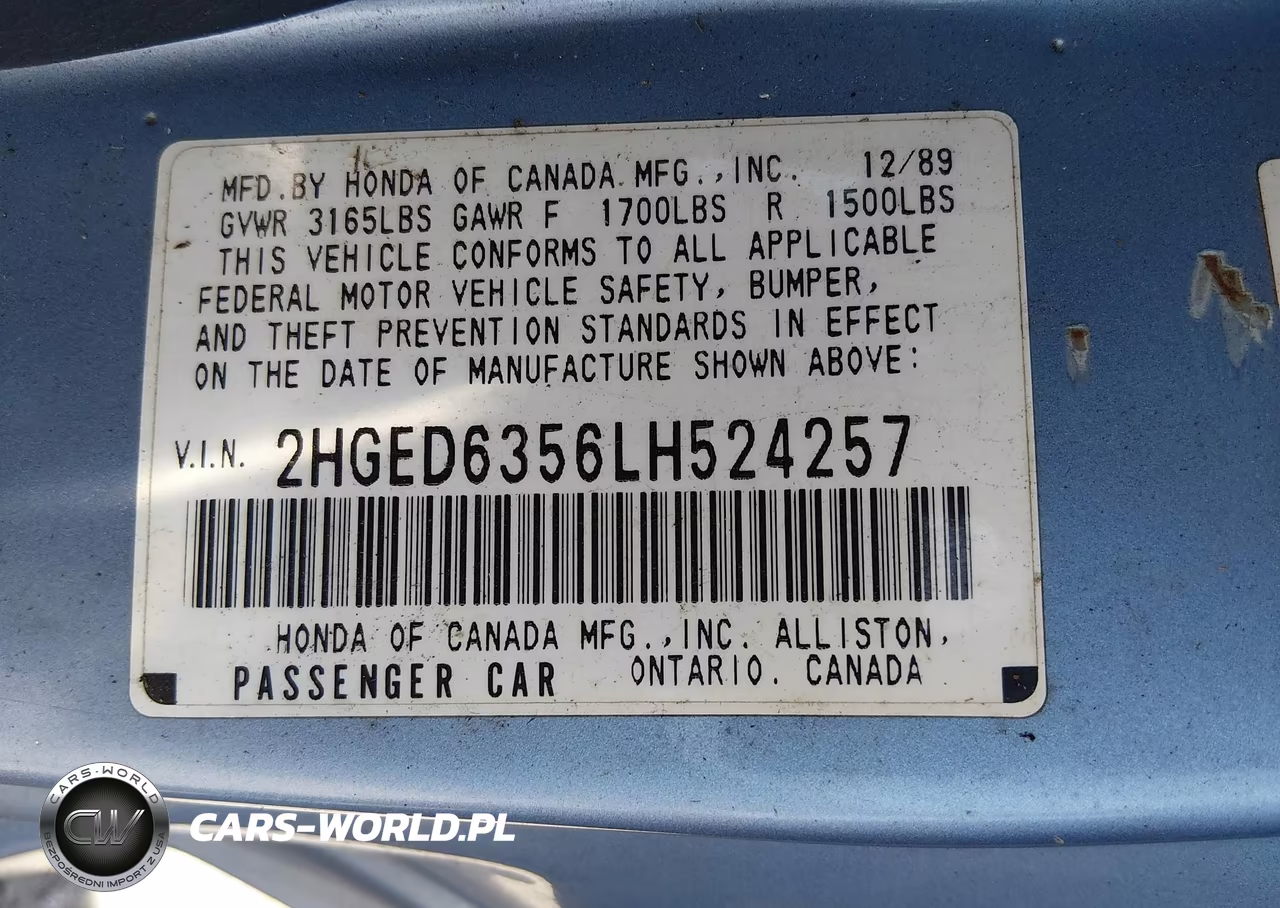 1990 Honda Civic Dx VIN:2HGED6356LH524257 - 9