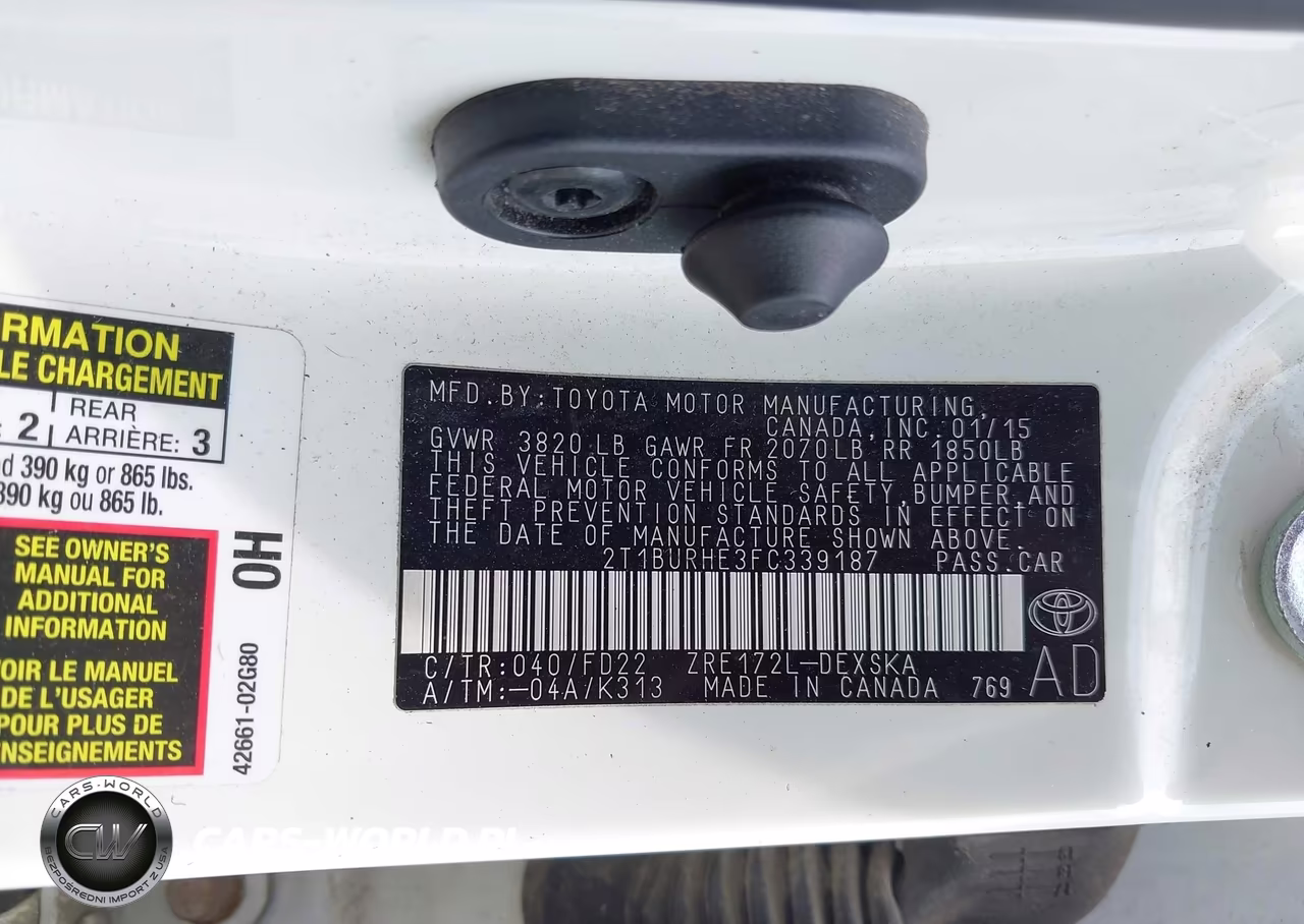 2015 Toyota Corolla S Plus VIN:2T1BURHE3FC339187 - 9