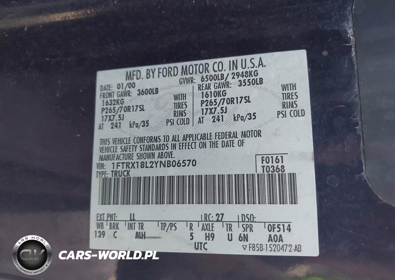 2000 Ford F-150 Lariat-Work Series-Xl-Xlt VIN:1FTRX18L2YNB06570 - 9