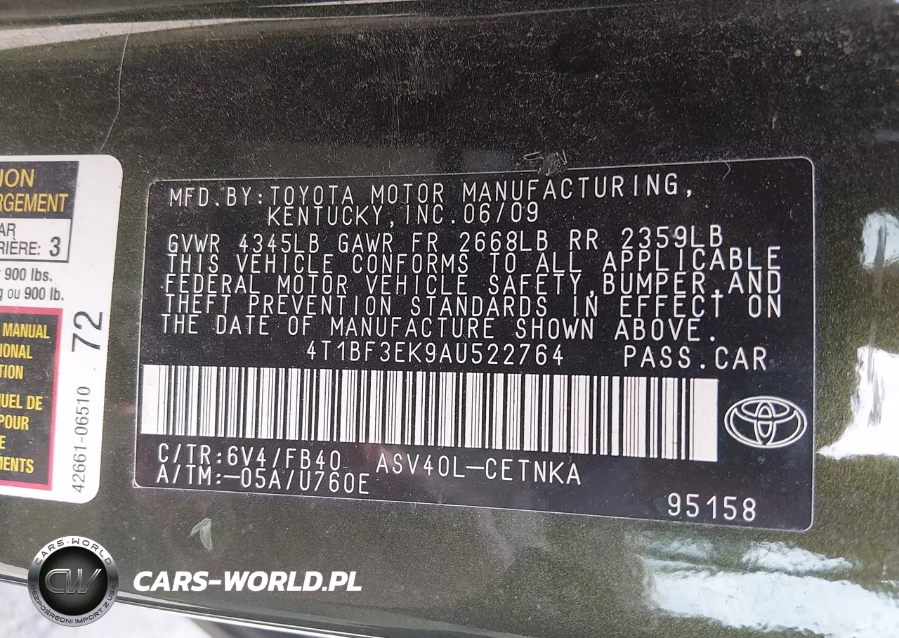 2010 Toyota Camry Le VIN:4T1BF3EK9AU522764 - 9