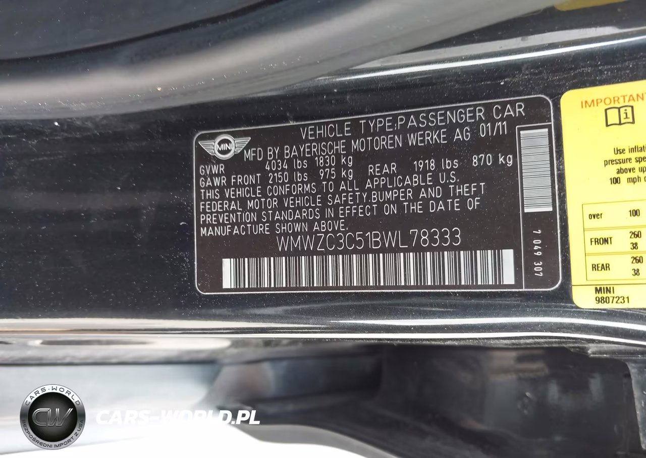 2011 Mini Cooper S Countryman VIN:WMWZC3C51BWL78333 - 9