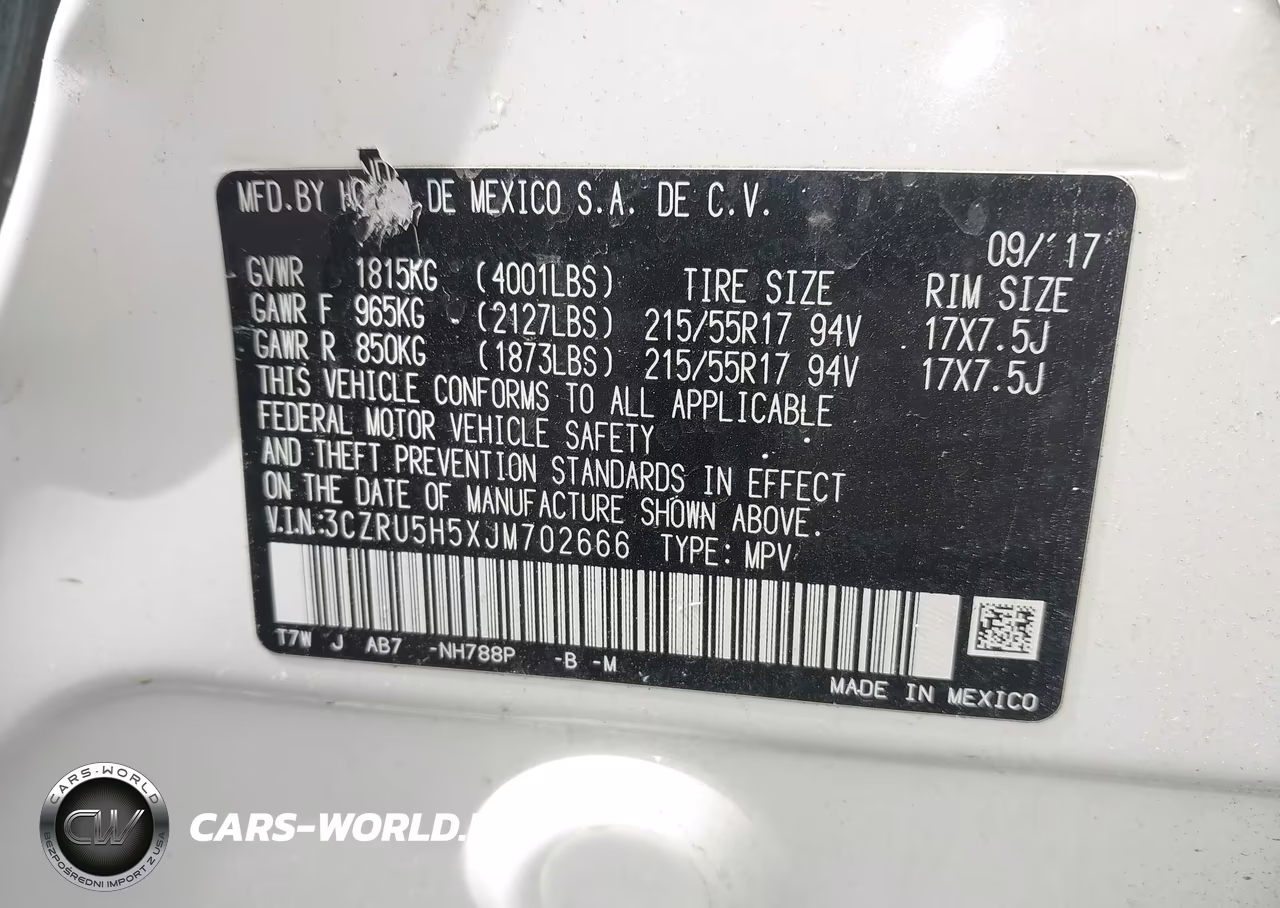 2018 Honda Hr-V Ex VIN:3CZRU5H5XJM702666 - 9