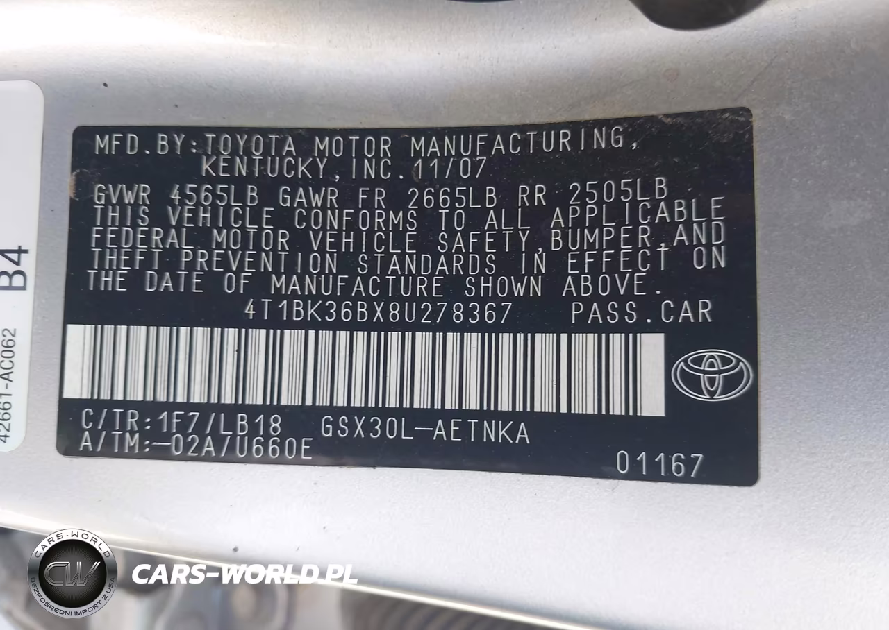 2008 Toyota Avalon Touring VIN:4T1BK36BX8U278367 - 9