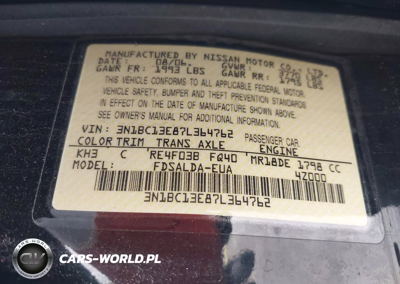 2007 Nissan Versa 1.8S VIN:3N1BC13E87L364762 - 9