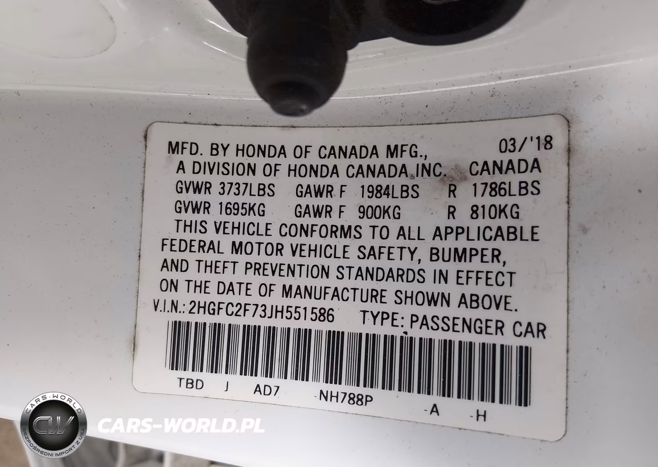 2018 Honda Civic Ex VIN:2HGFC2F73JH551586 - 9