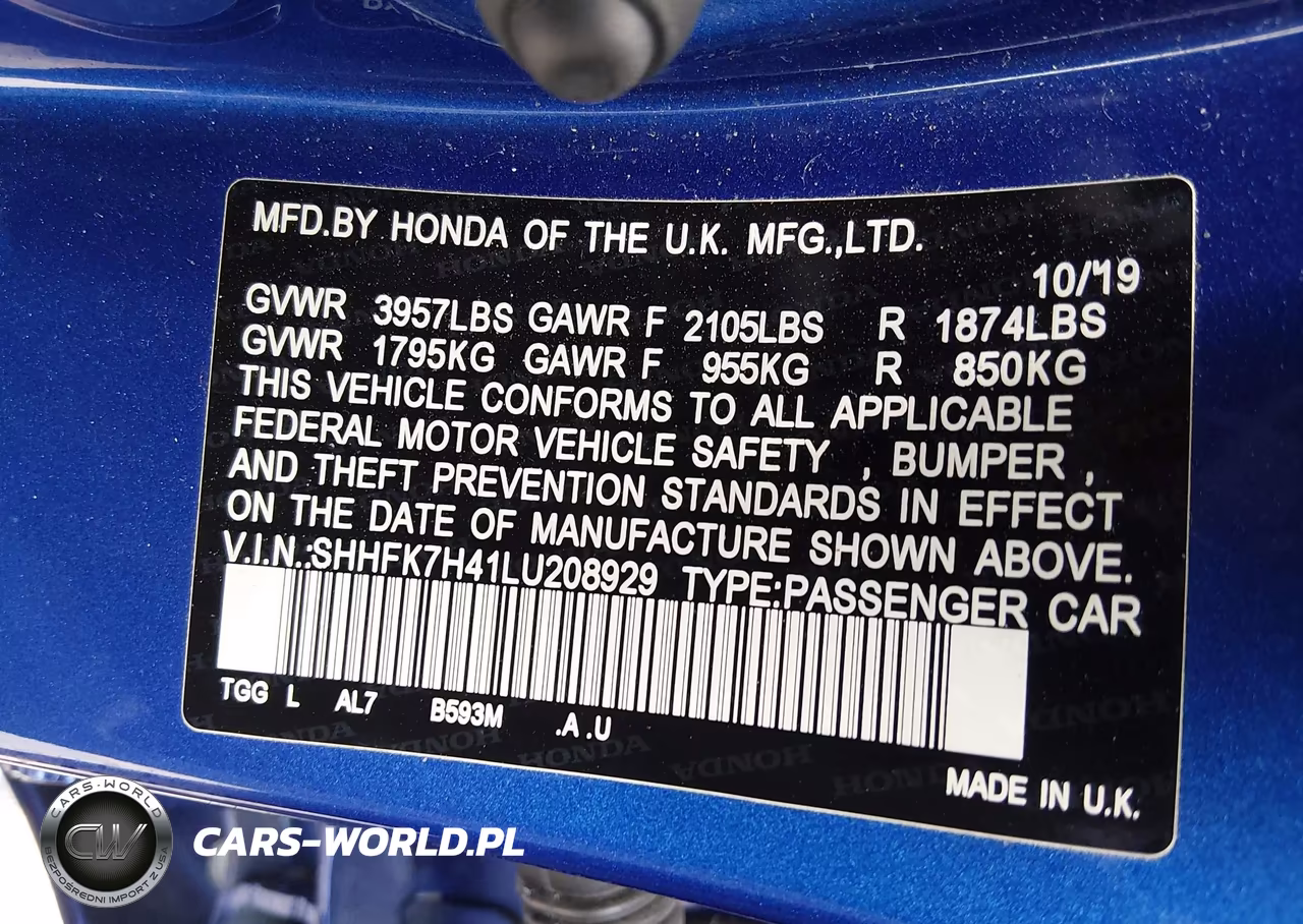 2020 Honda Civic Sport VIN:SHHFK7H41LU208929 - 9