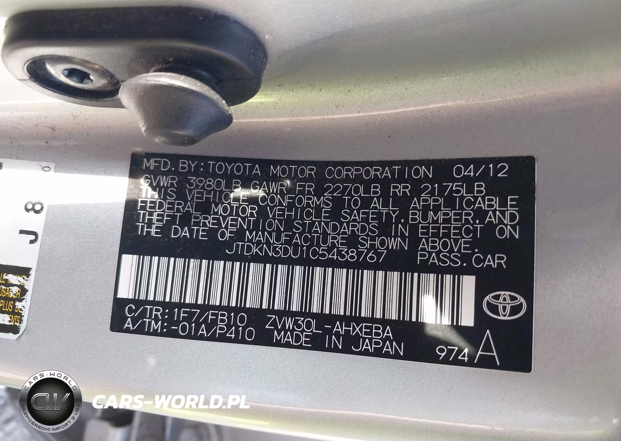 2012 Toyota Prius Three VIN:JTDKN3DU1C5438767 - 9