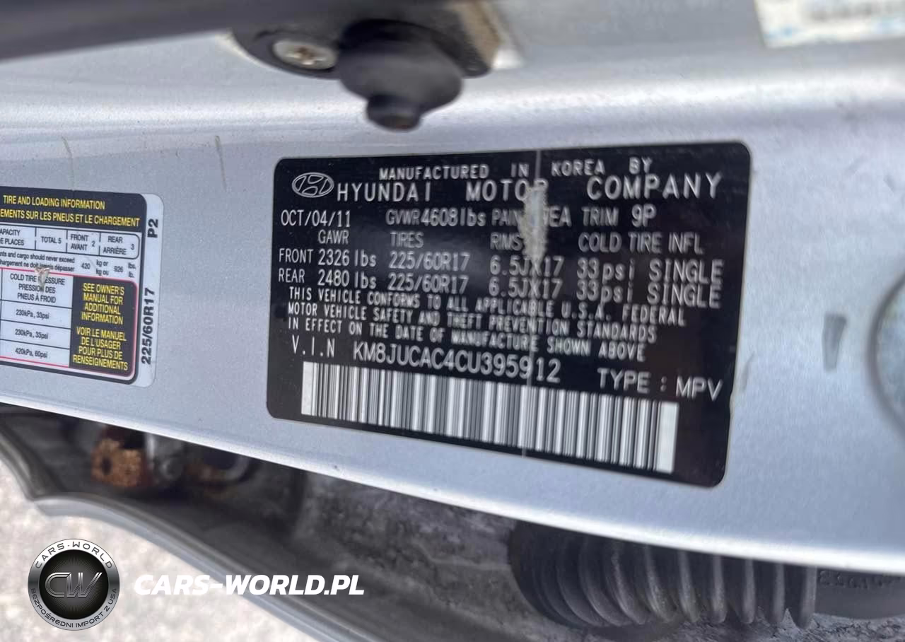 2012 Hyundai Tucson Gls VIN:KM8JUCAC4CU395912 - 9