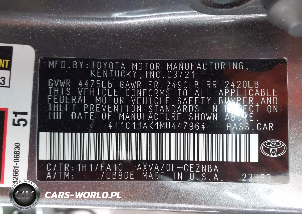 2021 Toyota Camry Le VIN:4T1C11AK1MU447964 - 9