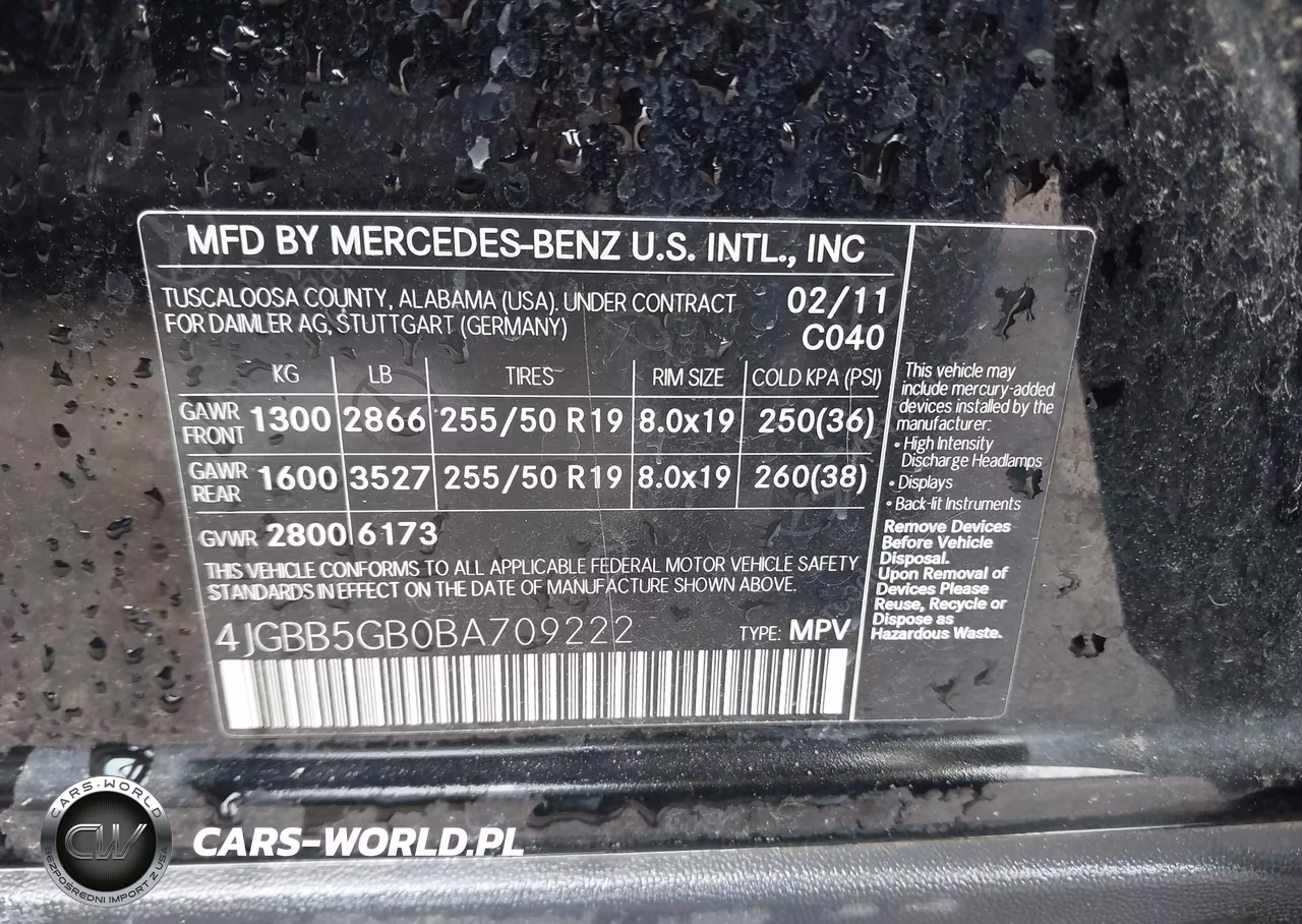 2011 Mercedes-Benz Ml 350 VIN:4JGBB5GB0BA709222 - 9