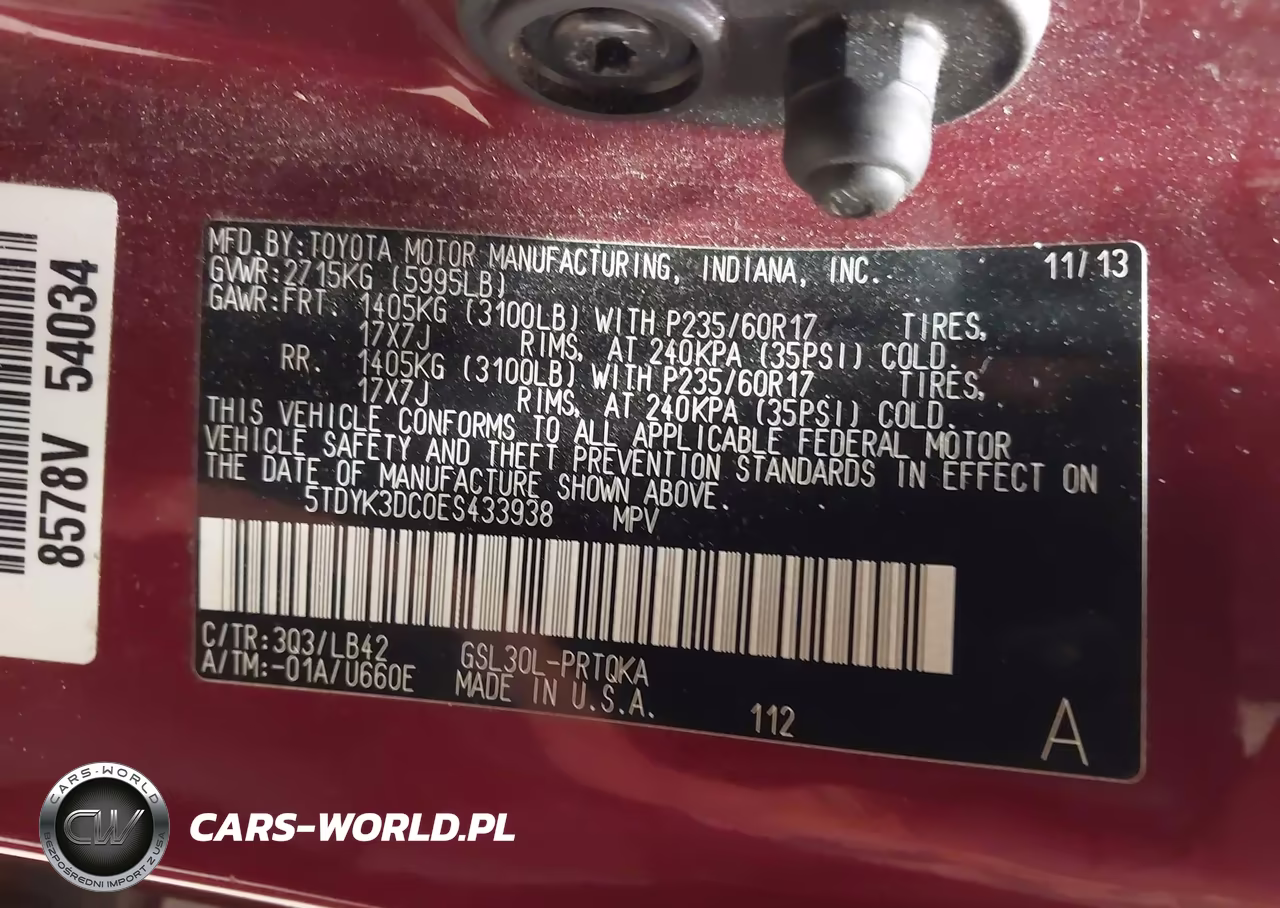 2014 Toyota Sienna Xle V6 8 Passenger VIN:5TDYK3DC0ES433938 - 9