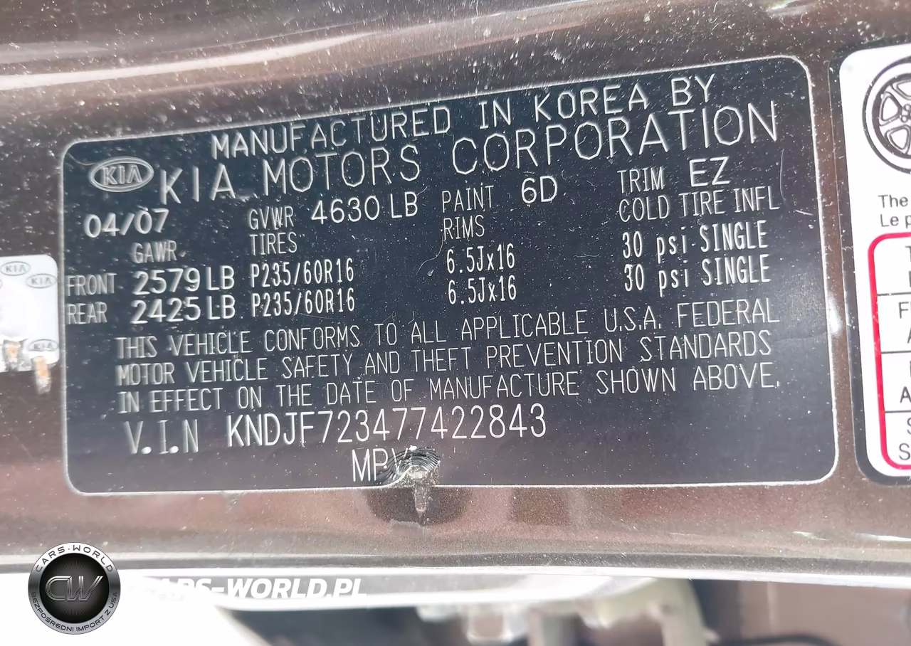 2007 Kia Sportage Ex V6 VIN:KNDJF723477422843 - 9