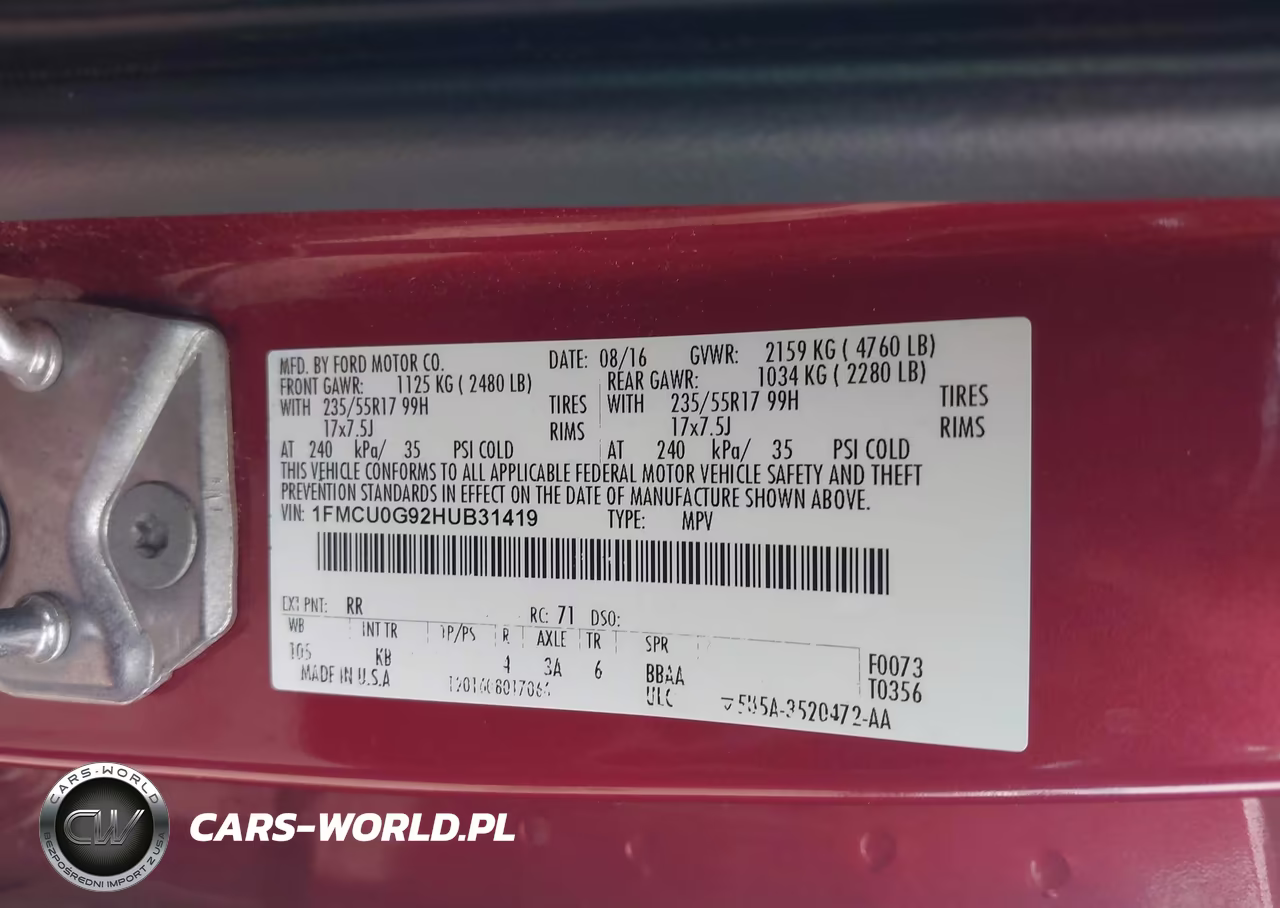2017 Ford Escape Se VIN:1FMCU0G92HUB31419 - 9