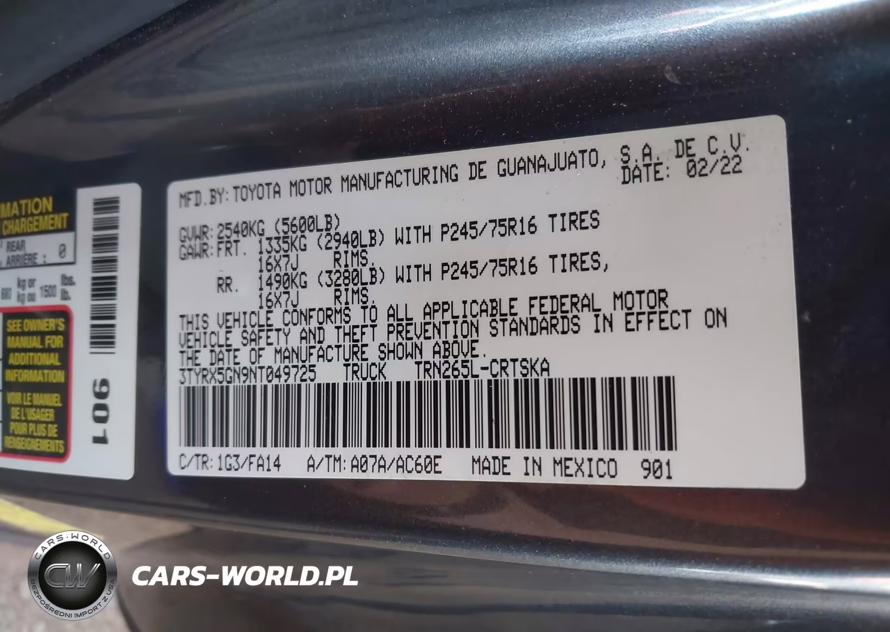 2022 Toyota Tacoma Sr VIN:3TYRX5GN9NT049725 - 9