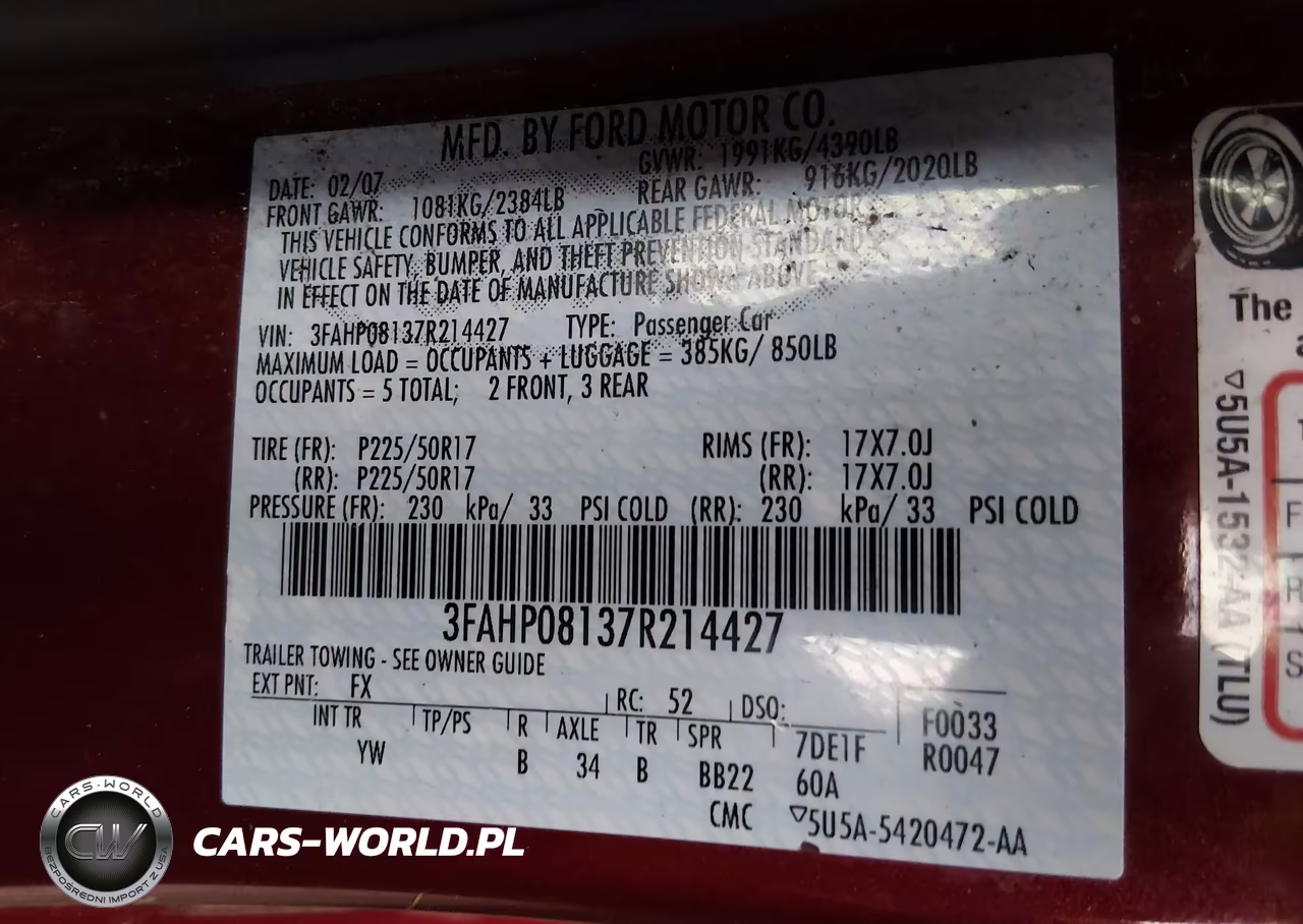 2007 Ford Fusion Sel VIN:3FAHP08137R214427 - 9