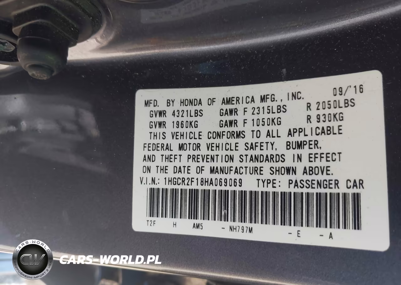 2017 Honda Accord Sport Se VIN:1HGCR2F18HA069069 - 9